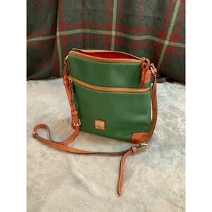 Dooney & Bourke Green Pebbled Leather North South Triple Zip Crossbody Bag